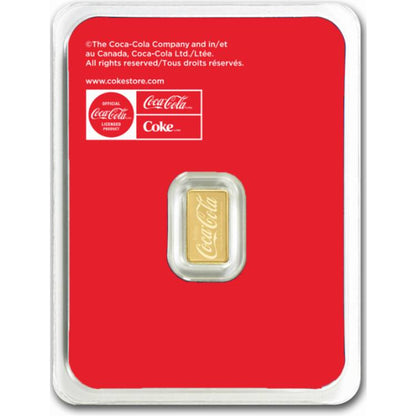 2* In Stock! Inquire Only! Payment via Etransfer Only!Coca Cola Classic 0.5g Pure Gold Bar in TEP